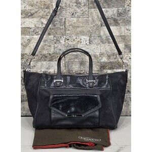 Coach Taylor Suede Leather Shoulder Bag Satchel Gray Carryall Old Money F32821